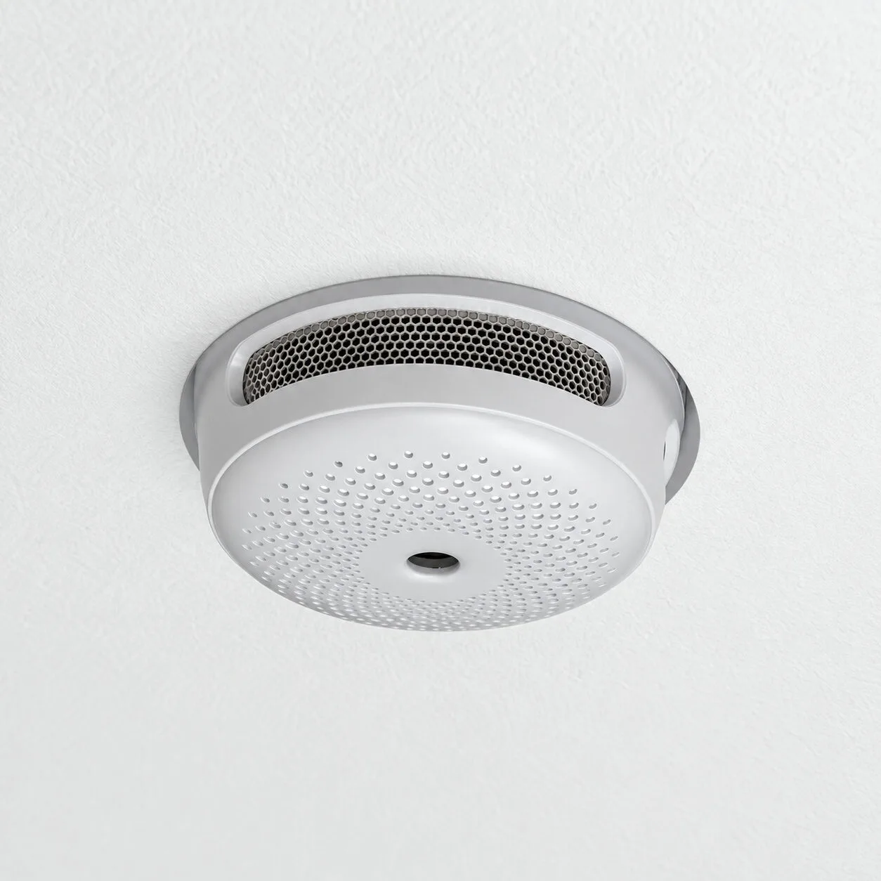smoke sensor x sense installed in stretch ceiling with conceiling installation platform